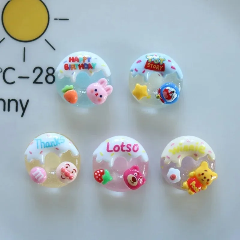 10PCS Translucent Donut Series Homemade Cream Glue DIY Jewelry Accessories Resin Accessories Fridge Magnet