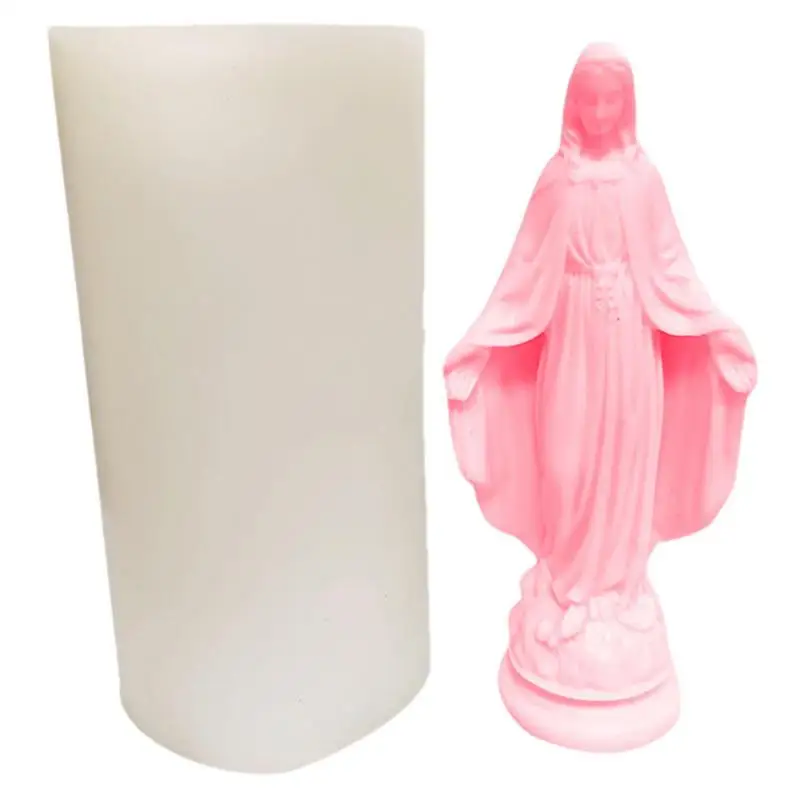 

Virgin Mary Candle Mold Multifunctional Reusable Virgin Mary Silicone Mould Eary To Demold Silicone Mother Of God DIY Mold For