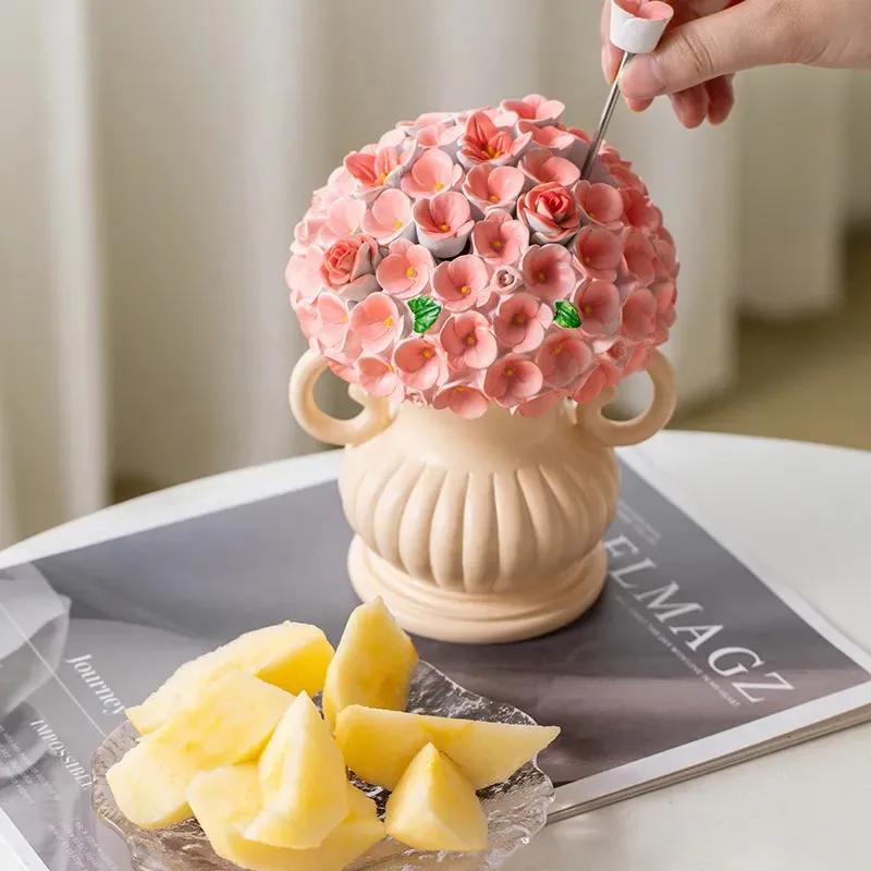 

Resin 3D Flower Shaped Fruit Forks Home Fruit Fork Tube Storage Cute Fruit Fork Box Household Stainless Steel Fruit Fork ZI97