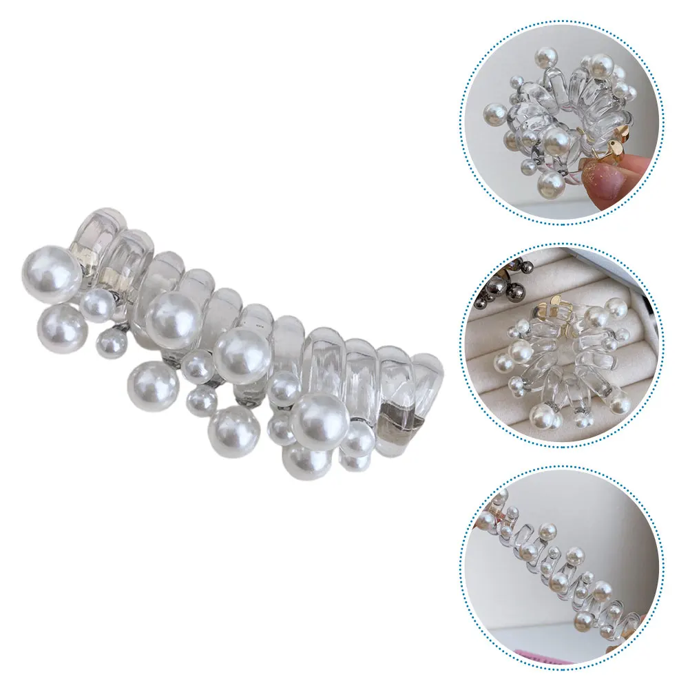 

Beaded Head Rope Pearl Hair Elastic Ponytail Holder Bands for Coil Ties Women Telephone Line