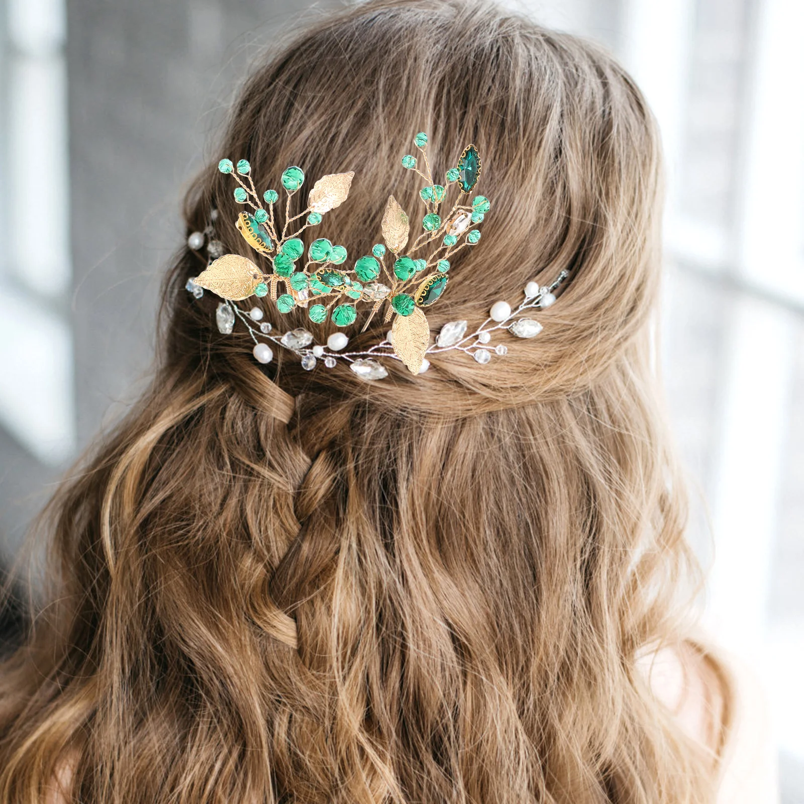 

3pcs Green Leaf Hairpin Bridal Clip Vintage Accessories Wedding Ornaments Women Bride Prom Bridesmaid Hairpins