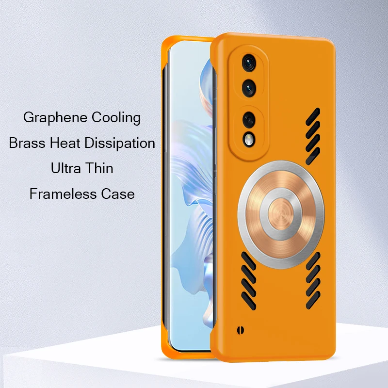 Brass Heat Dissipation Phone Case for Honor 90 80 70 Pro Case Graphene Cooling Thin Frameless Shockproof Protective Cover Capa