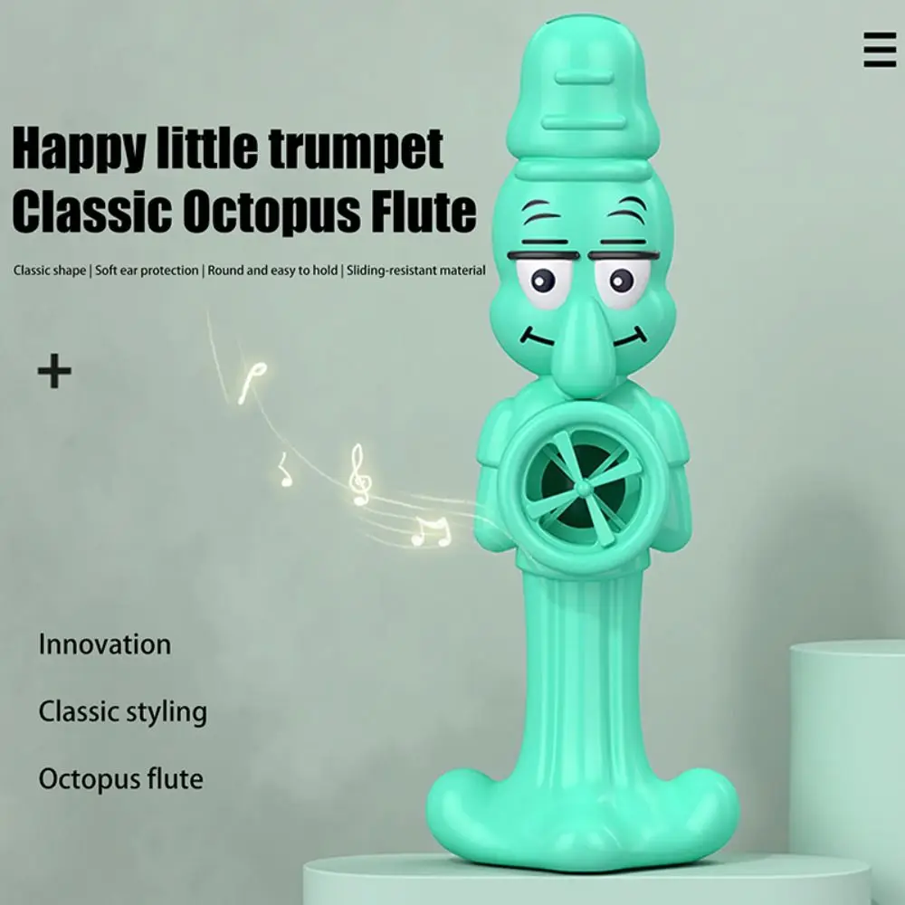 Flûte Kazoo en forme de poulpe réutilisable avec lanière, sifflet Musical, jouet léger, Instruments de musique portables, cadeau pour garçons et filles