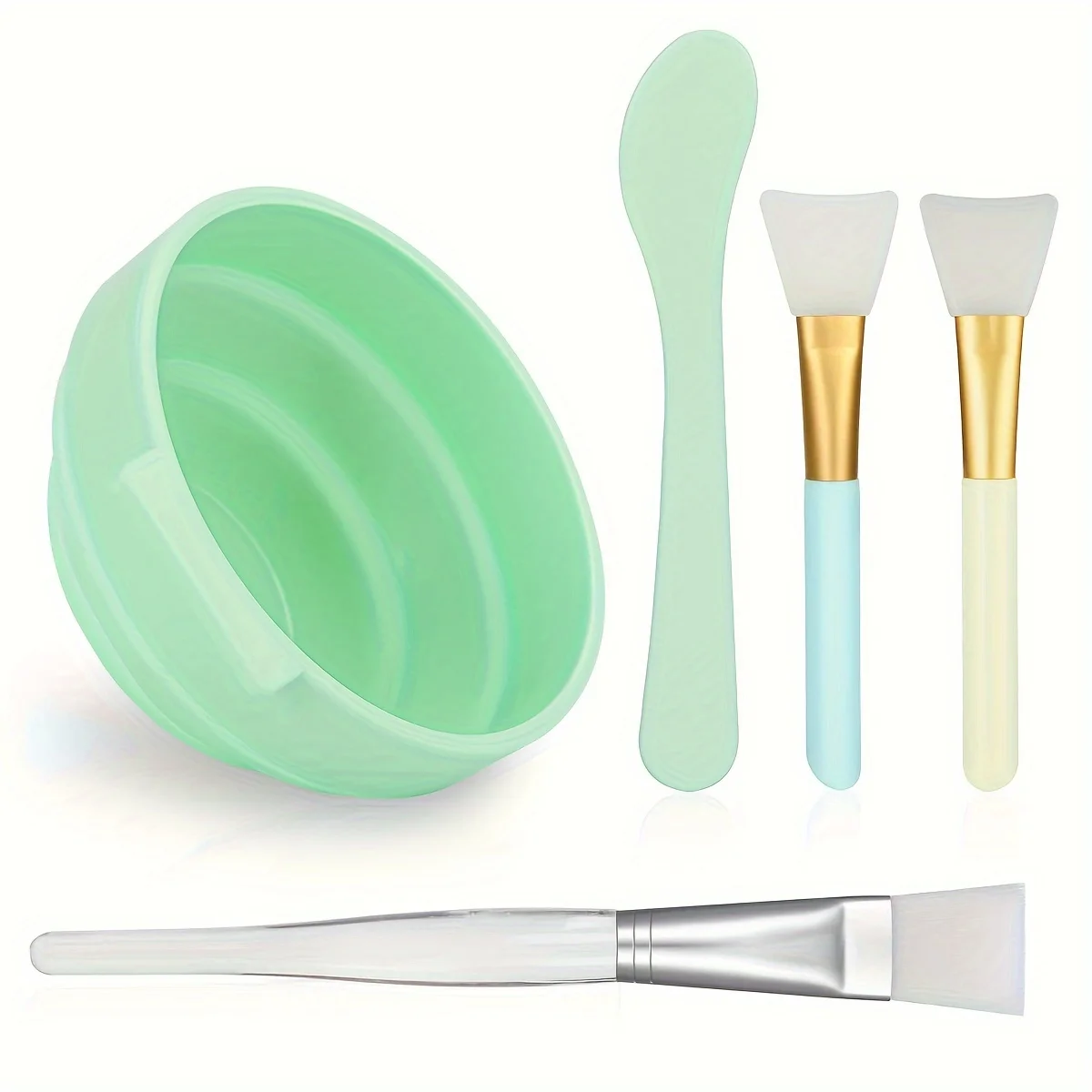 Ensemble de 5 bols en silicone pour masque facial, bols pour mélanger les ingrédients et les couleurs, outil de beauté pour soins de la peau à faire soi-même.