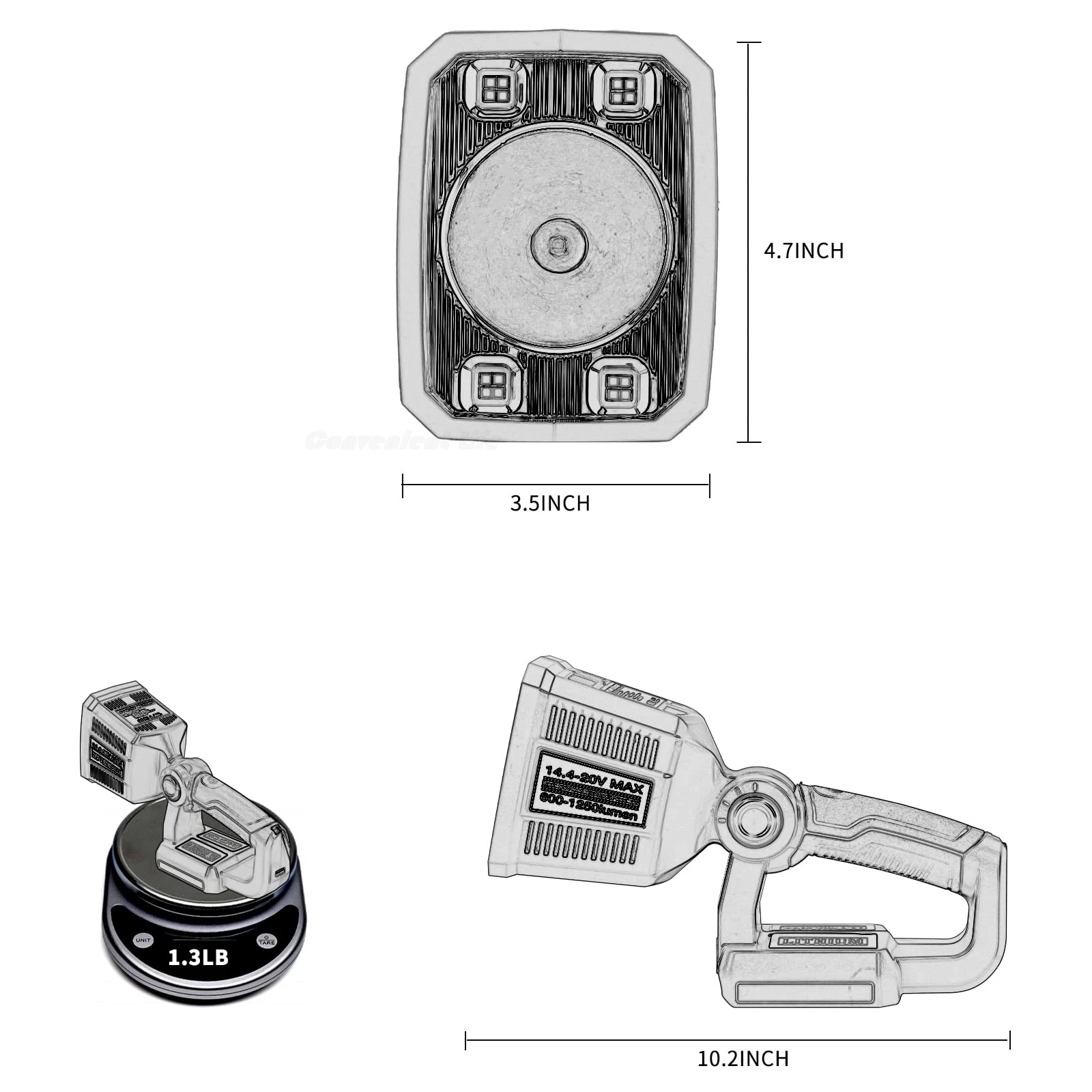 1250LM LED Flashlight for Makita 18V LXT Lithium Battery 18W Work Light for Camping Car Repairing Emergency and Job Site Light