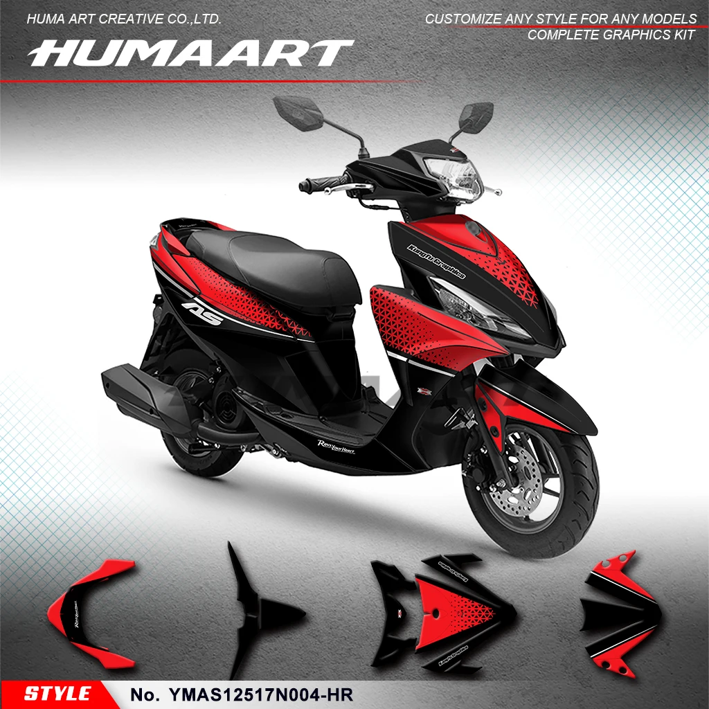 

HUMAART Graphics Kit Wrap Sticker for Yamaha AS 125 AS125 DIO Scooter 17 2018 2019 2020 2021 Durable Vinyl, YMAS12517N004-HR