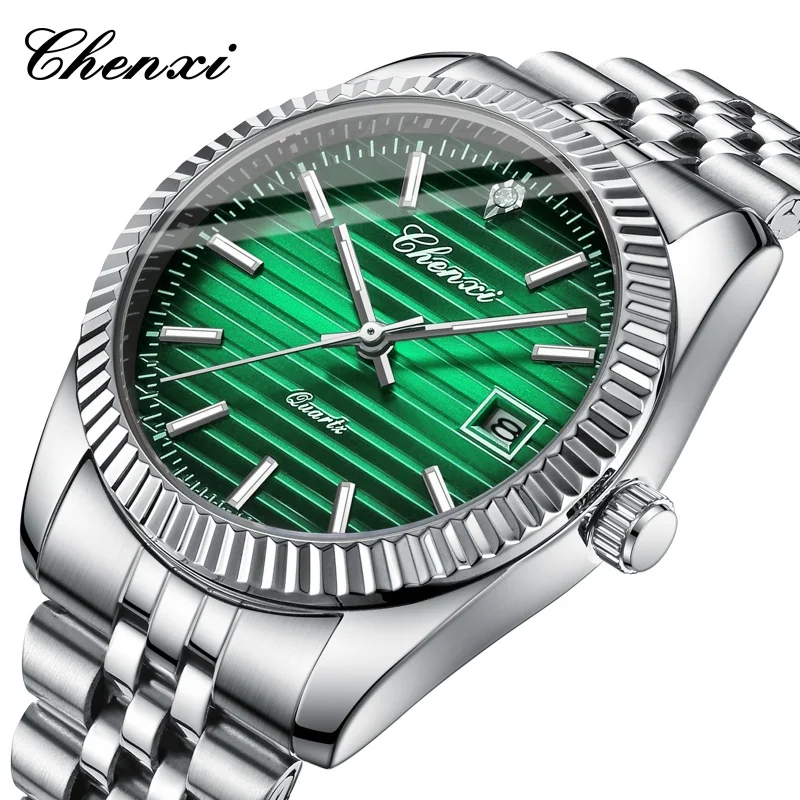 CHENXI 004D Fashion Quartz Watches for Man Calendar Luminous Dial Waterproof Clock Elegant Business Men Wristwatch Reloj Hombre