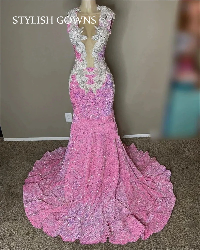 Lilac สีม่วง O คอชุดราตรียาวสำหรับสาวสีดำ2022 Appliques ชุดราตรีลูกปัดวันเกิด Party Gowns สูง robe De