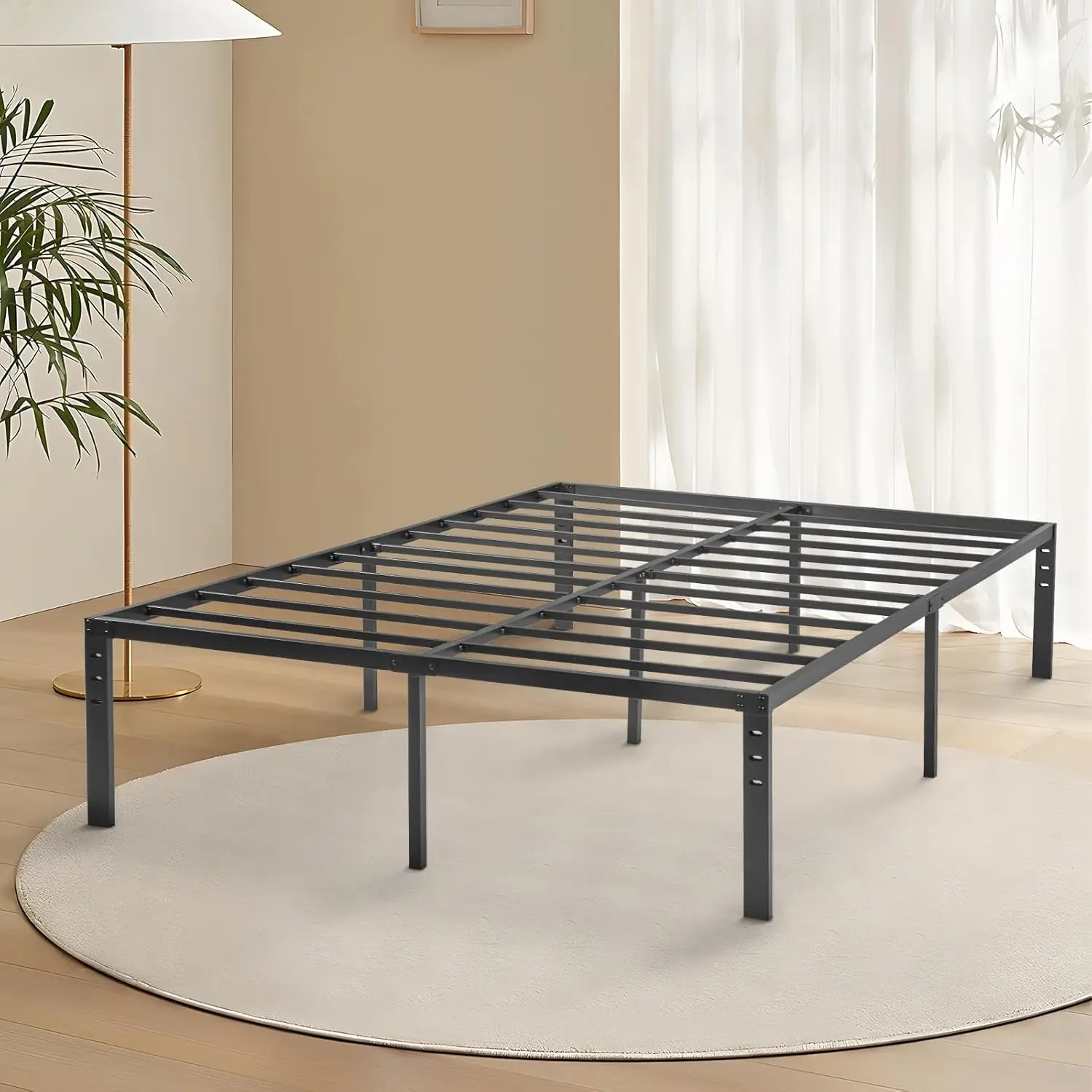 

Bed Frame Full Size,18 H Metal Platform Bed Frame, Storage Space Under Bed, Mattr Foundation With Heavy Duty Steel Slat