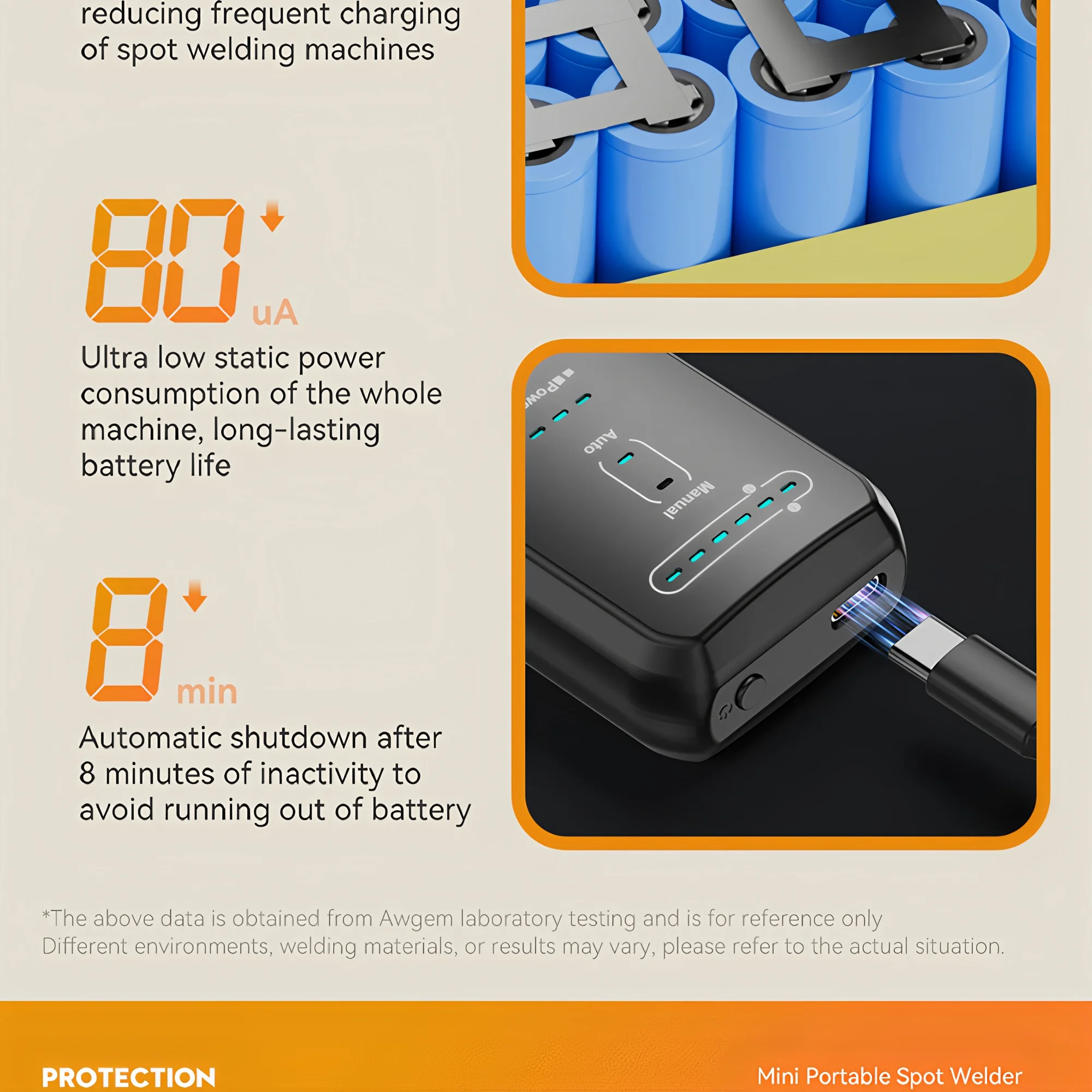 Awgem Portable Spot Welder DIY Handheld Spot Welding Machine 90 Gears Adjustable Spot Welding for 18650 Lithium Battery