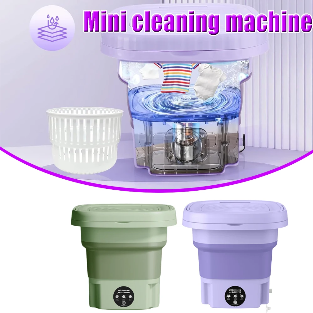 8L Portable Small Foldable Washing Machine with Spin Dryer for Socks Underwear Panties Washer Household Mini Washing Machine