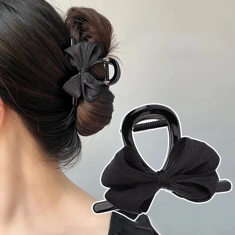 

Ribbon Bow Hair Claw Hairpin HeaddressFashion Korea Sweet Barrettes Hair Clips Crab Women Headwear Ponytail Hair Accessories