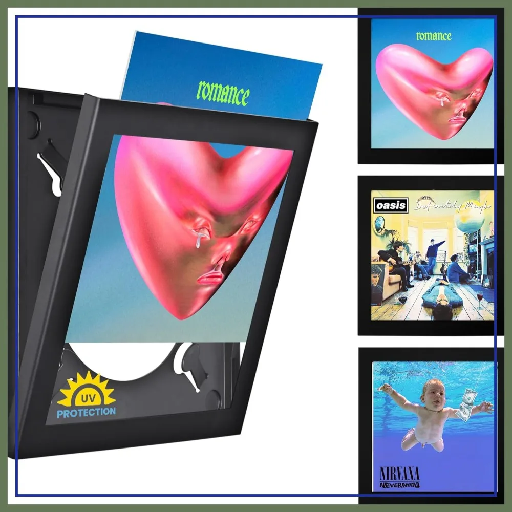 

Art Vinyl Play & Display 12" Vinyl Record Frame, Pack of 3 – UV-Resistant Wall-Mount LP Frames, Front-Loading Record Holders & Album Display