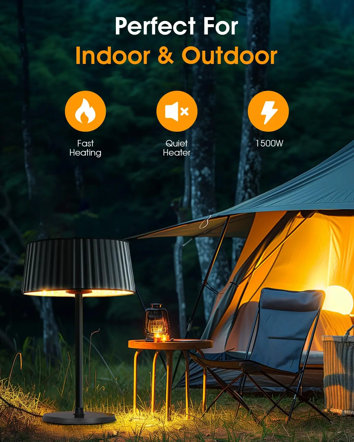 Electric Outdoor Patio Heater, 1500W Tabletop Infrared Heater