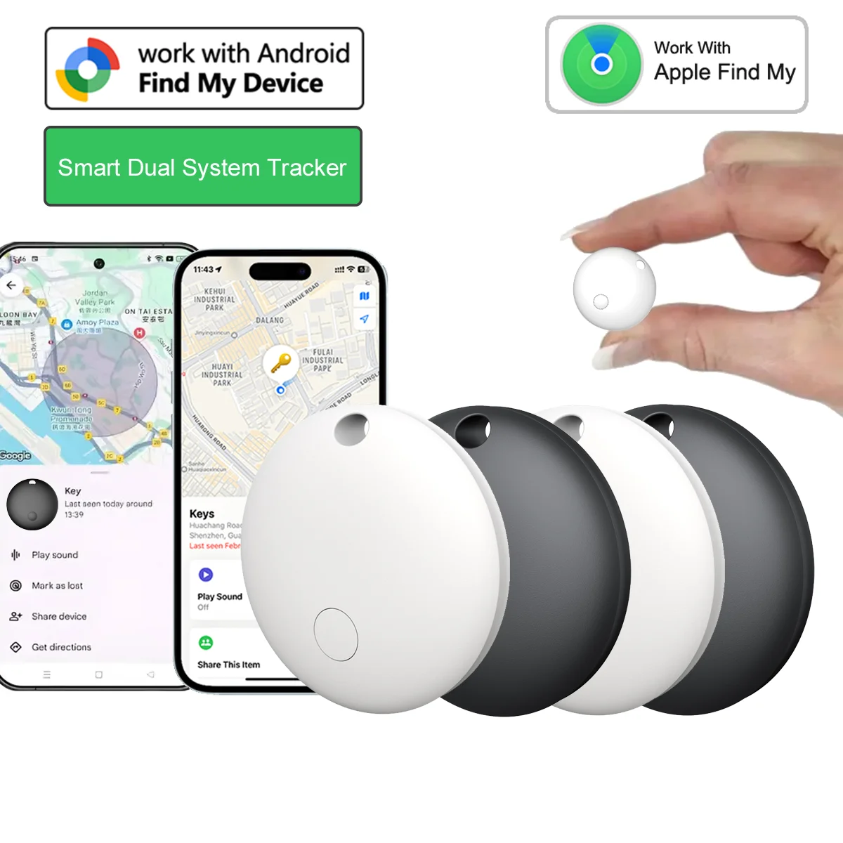 

Mini gps Dual System Tracker For Apple Find My/Android Google Find Hub App Item Finder bag/Key Locator Smart Bluetooth Tracker