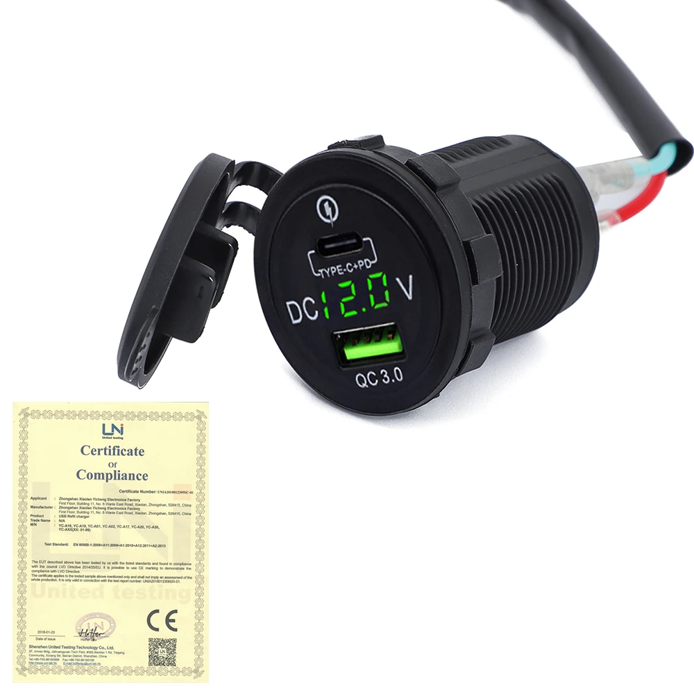 Motorcycle Camera Cellphone TYPE-C USB Fast Charger with Relay For Kawasaki Versys 650 Ninja400 Ninja650