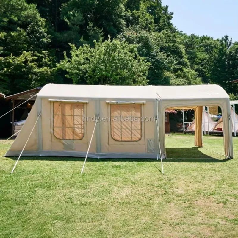 Factory Custom Intergrated Winter Tunnel Inflatable Cabin Three Rooms Tent With 8-12 Person