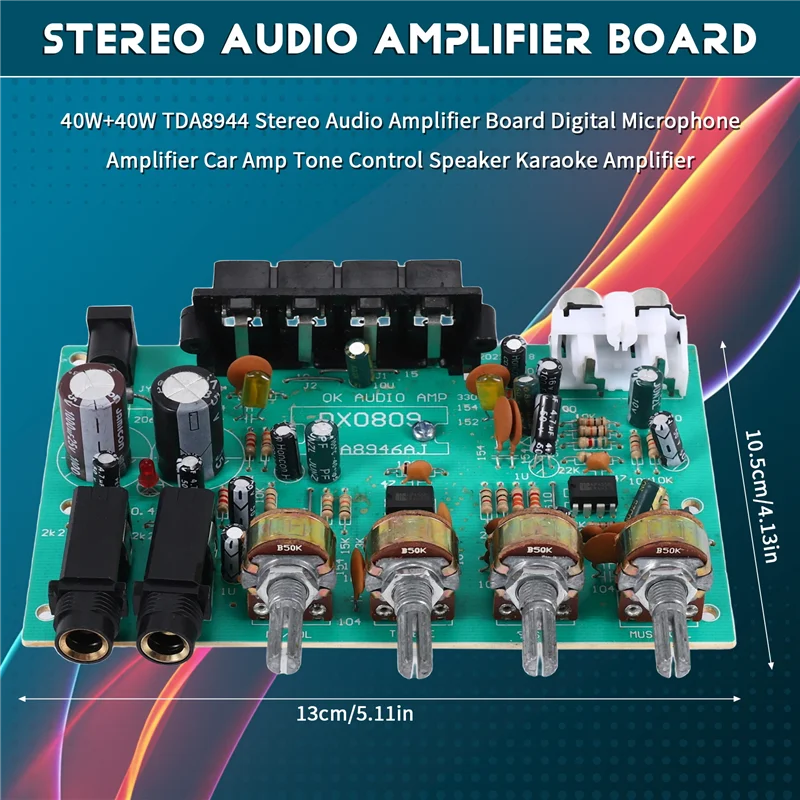 Excellent-40W+40W TDA8944 Stereo Audio Amplifier Board Digital Microphone Amplifier Car Amp Tone Control Speaker Karaoke Amplifi
