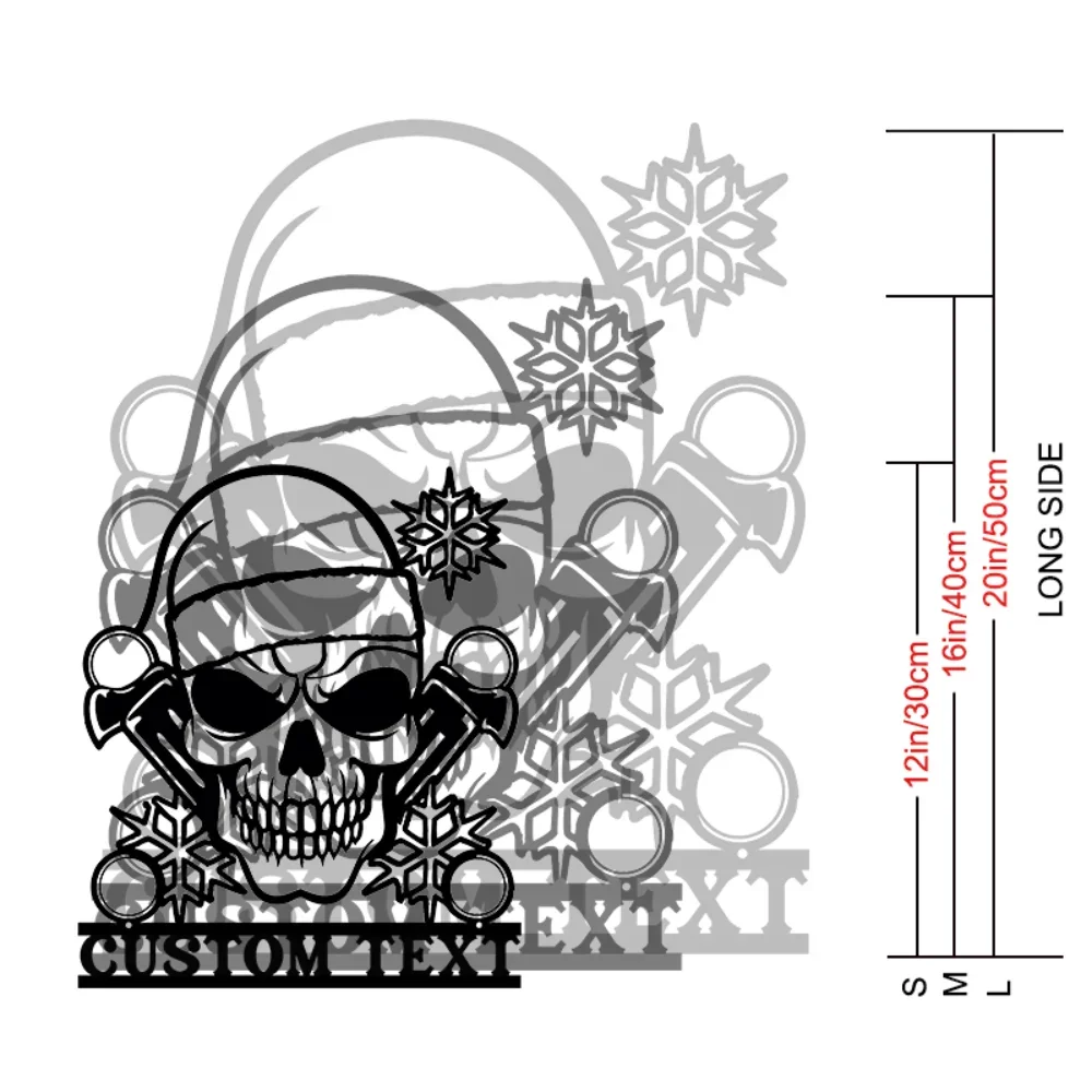 ตกแต่งบ้าน,Unique Edgy CUSTOM Skull Santa หมวกโลหะตกแต่งอุตสาหกรรม Punk ความงาม Monochrome Line Art สําหรับ Garag