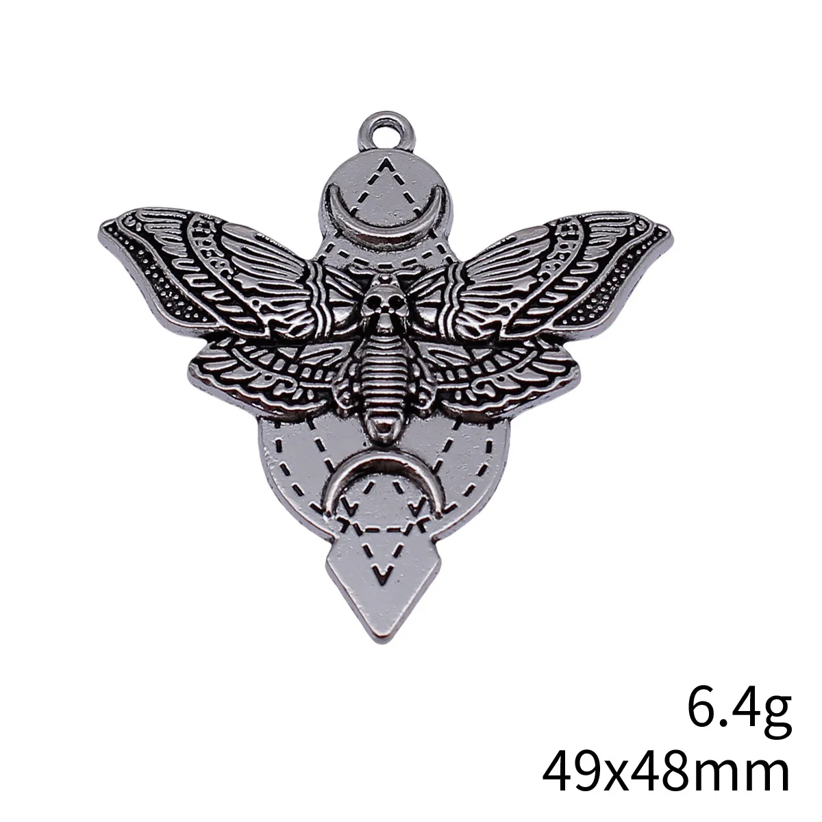 10pcs 49x48mm(1.93x1.89inch) Antique Silver Color Witch Skull Moth Crescent Charms Pendants DIY Jewelry Making Accessories