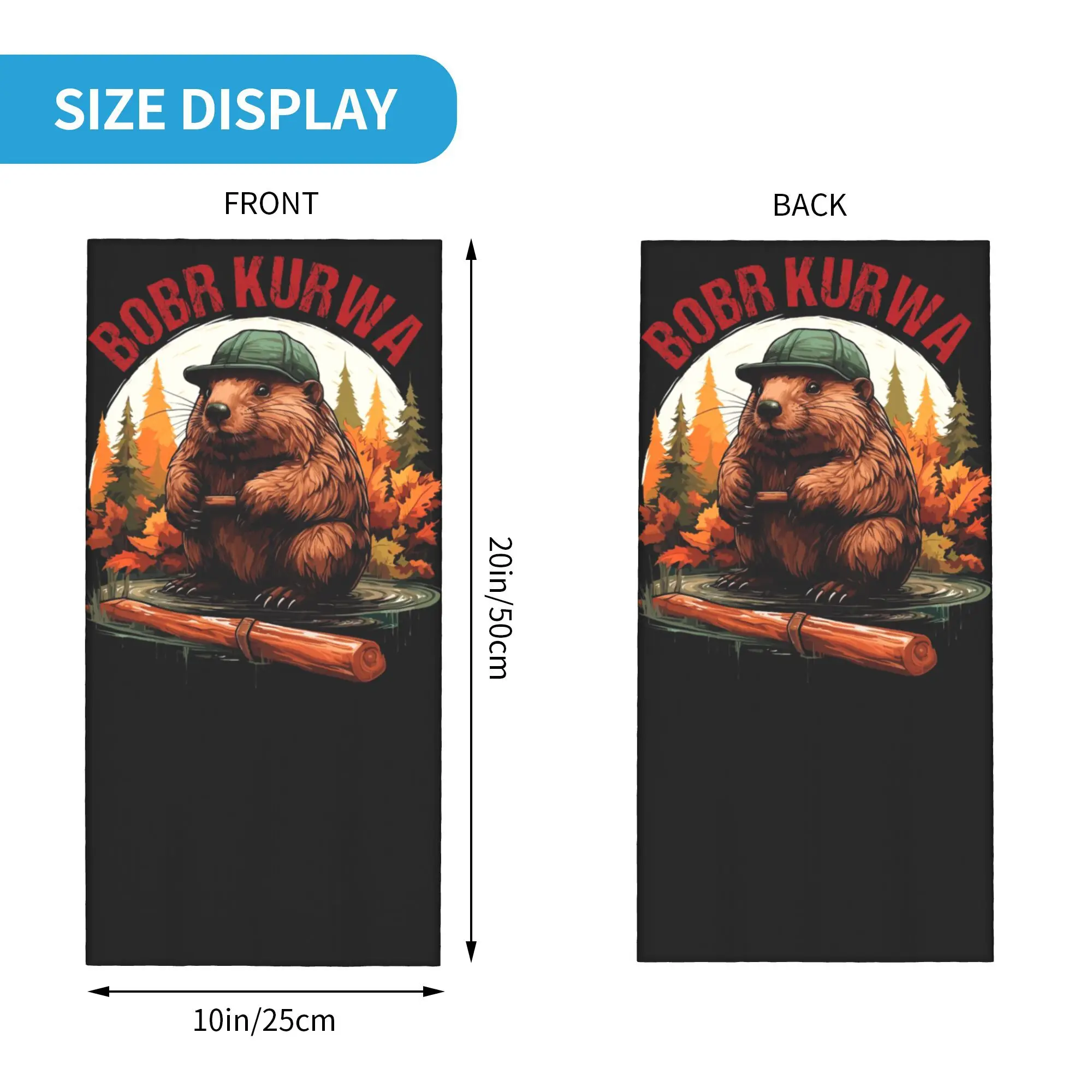 Bobr Kurwa Bober Beaver Bandana Neck Cover Printed Magic Scarf Multi-use Headband Hiking Fishing For Men Women Adult Windproof