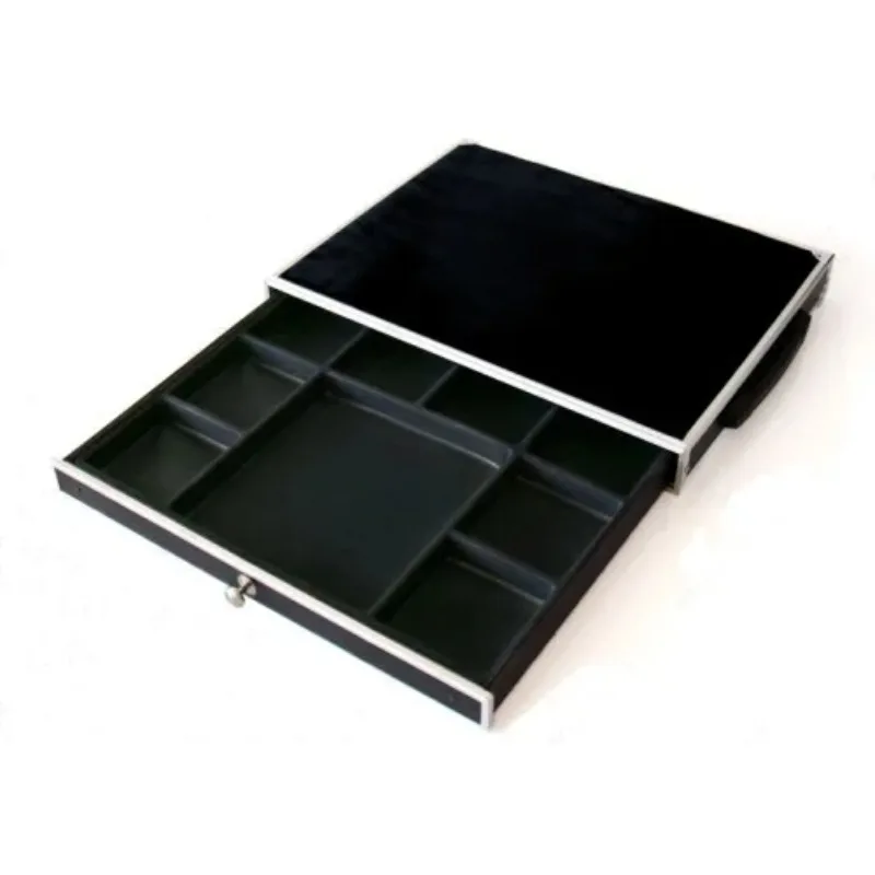 Magician Close-Up Case met lade, magnetische munt- en kaarthouder, 5 vakken, professionele magische close-up pad, goocheltrucs