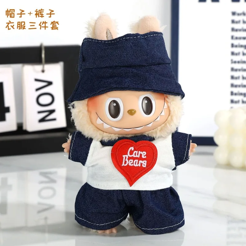 Baju Bayi Labubu 17 Cm Baju Liontin Vinil dengan Pengganti Baju Bayi Mewah Topi Sepatu (Hanya Baju Bayi) Mainan Kotak Buta