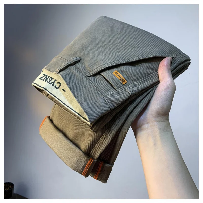 

Летние модные повседневные брюки для мужчин 2025 года, модные эластичные маленькие прямые деловые брюки, джинсовые брюки