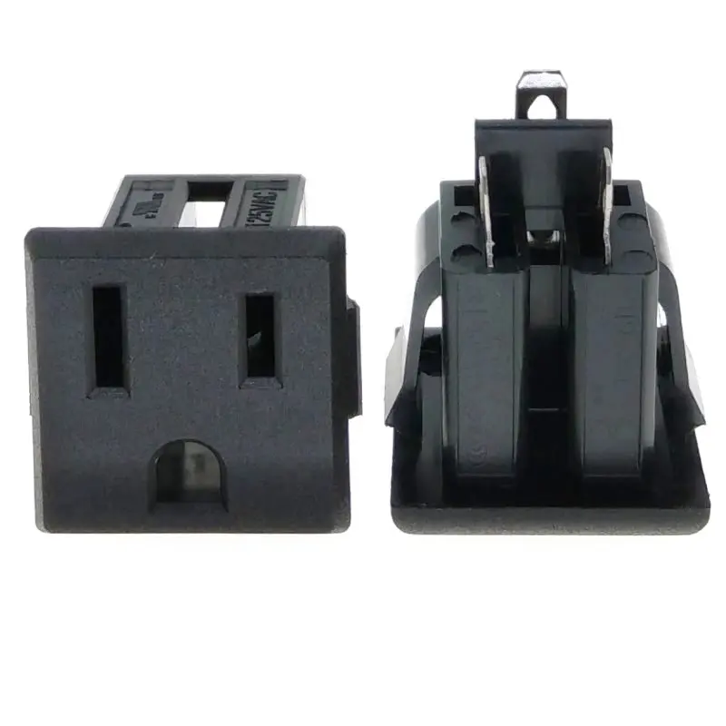 US 3-Pin Power Socket Panel Mount Receptacle AC125V 15A, UL Cert