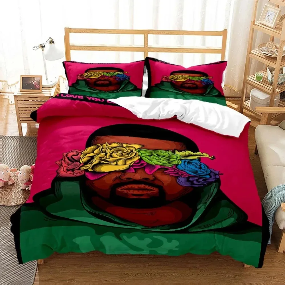 

Rapper Kanye West Musik 3D cartoon printed bedding Queen bedding set Customized King size bedding set Soft and comfortable