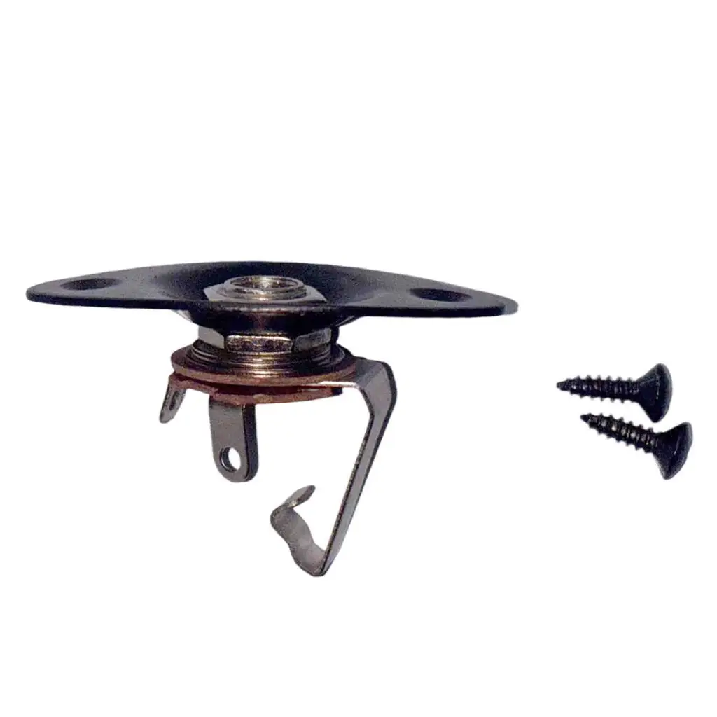 Guitar Jack Socket Plate Black Copper Oval Style Electric Bass Accessory Conductive Mount for DIY Guitar