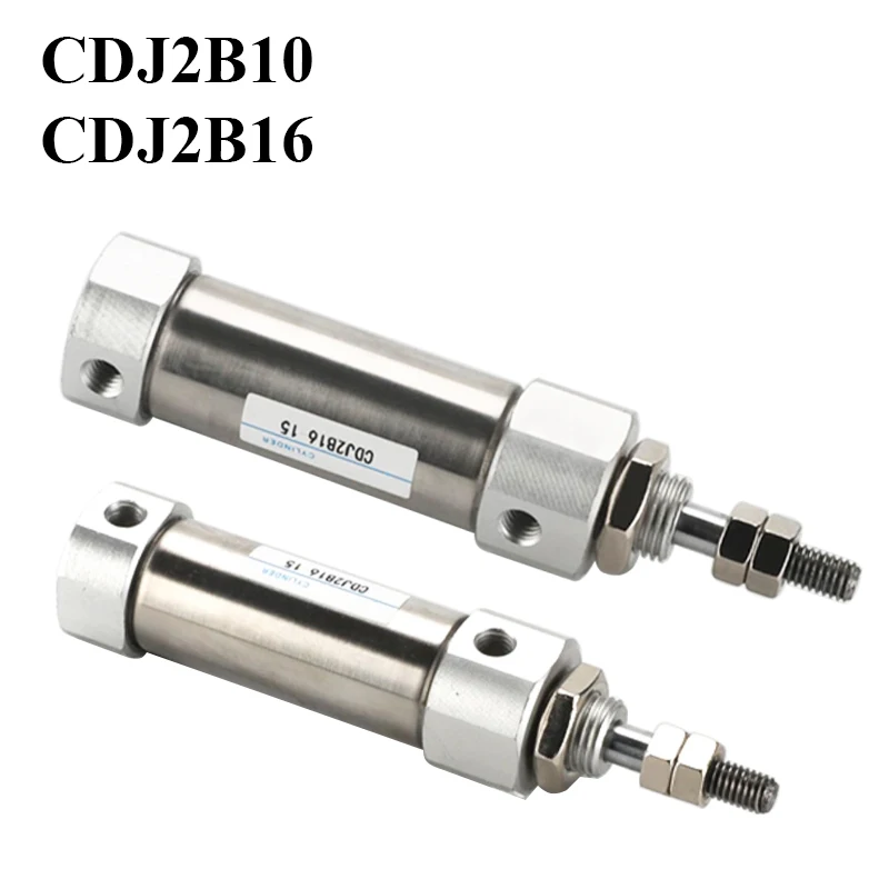 Pneumatic Air Cylinder Stainless Steel CDJ2B10 CDJ2B16 Mini Double Acting Single Rod Bore 10mm 16mm Stroke 5~150mm With Magnetic