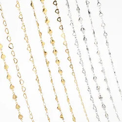 1 Meter Stainless Steel Gold Heart Link Chain Handmade DIY Love Necklace Bracelet Anklets Jewelry Gifts Making Supplies