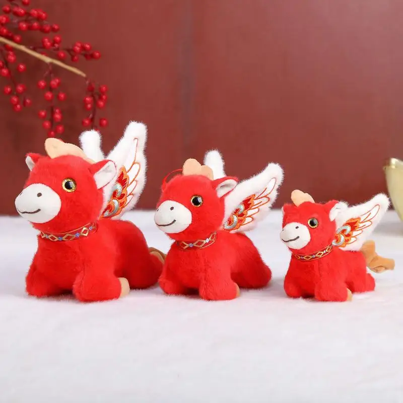 1 pièces cadeau de noël doux cheval volant ornement mignon Mini cheval pendentif porte-clés nouvel an mascotte poney rouge en peluche jouet voiture décor à la maison