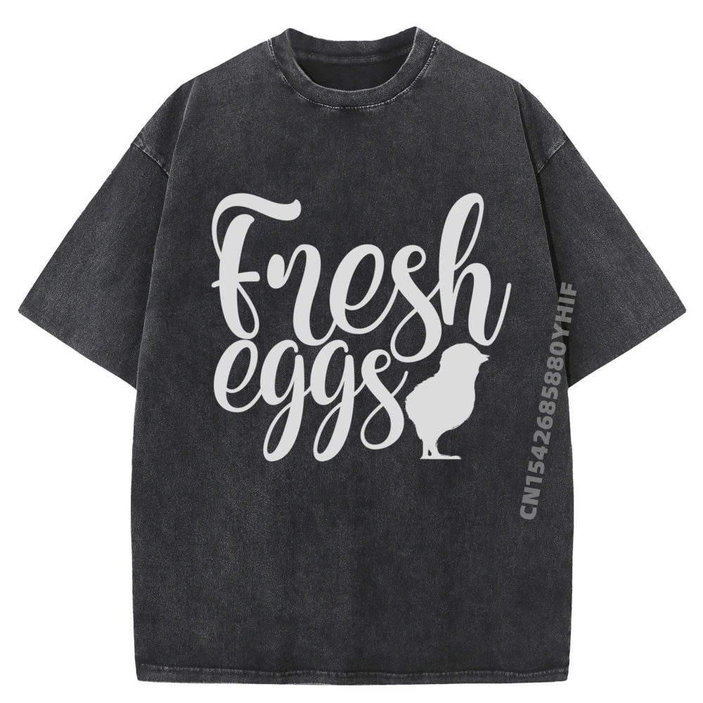 

Newest Washed Shirt Farm Chicken Coop Fresh Eggs Rooster Farmer Luxury T Shirt Men High Quality Band Tshirts Printing