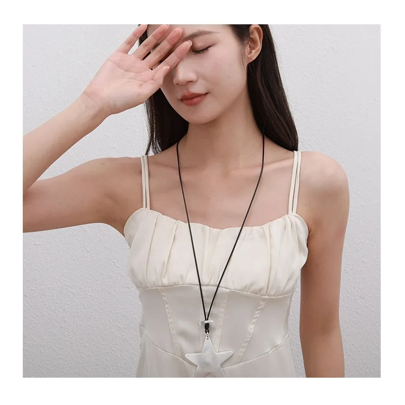 

New Special Sweater Chain Star Brushed Geometric Pendant Simple Fashion Women's Jewelry Necklace