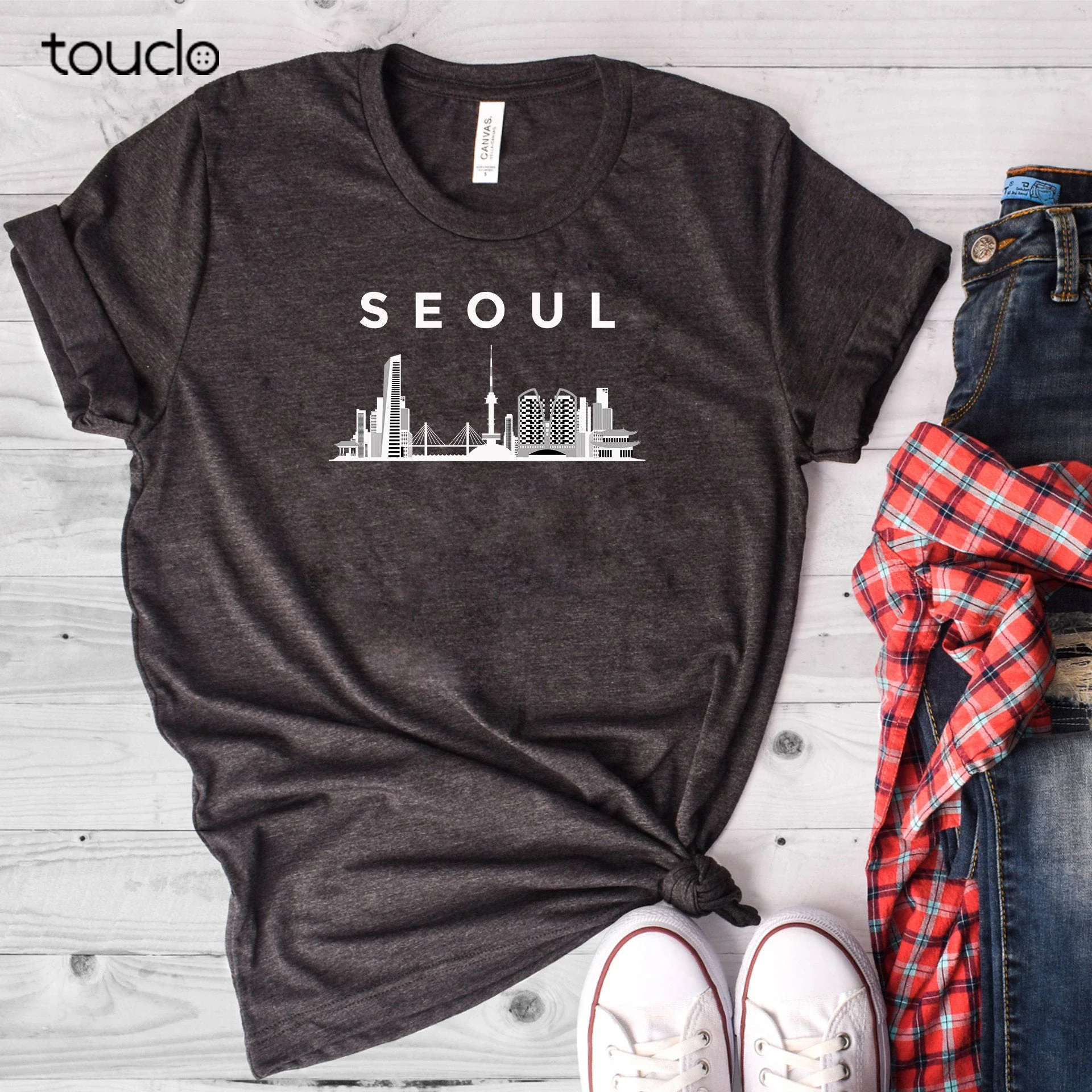 Seoul South Korea Skyline Shirt Korean Shirt Brand T Shirt Men Fashion Pure Cotton Round Collar Men Custom T Shirts Unisex