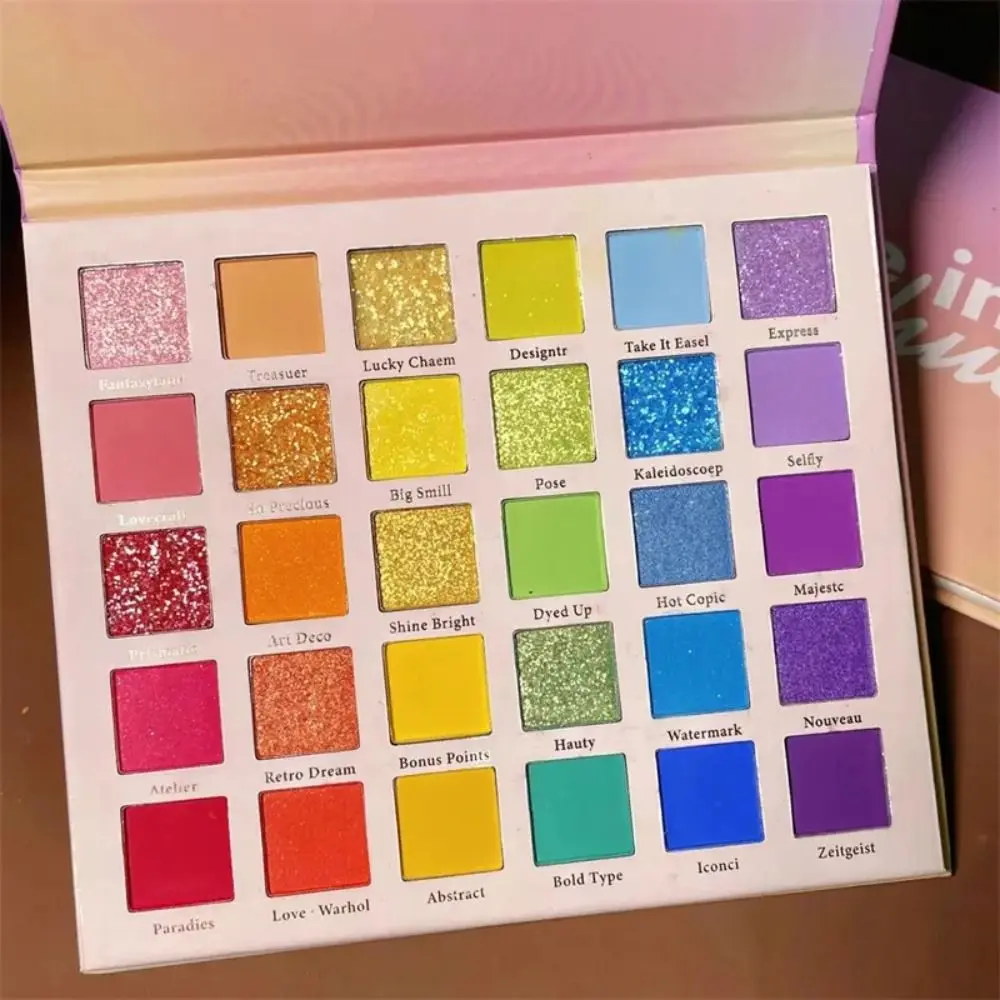 Paleta de sombras cosméticas à prova d'água, 30 cores, à prova de suor, longa duração, glitter, moda profissional, fosca, brilhante, menina