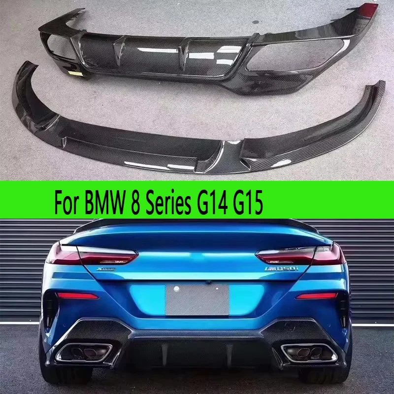 

Для BMW 8 серии G14 G15: спойлер-накладка на бампер в стиле 3D из карбона, передний сплиттер, задний диффузор, задняя накладка на бампер, автозапчасти