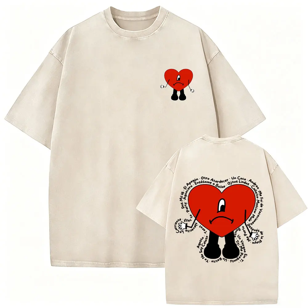 Rapper Bad Bunny Un Verano Sin Ti Vintage Washed T-Shirt Debi Tirar Mas Fotos DTMF T-Shirt Herren Damen Hip-Hop Mode T-Shirts – Detail 4
