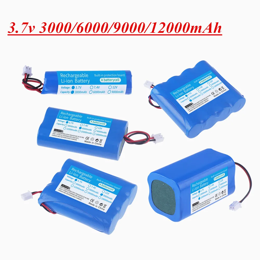 3.7V Rechargeable Lithium Battery Pack 18650 3000/6000/9000/12000mAh Fishing LED Light Bluetooth Speaker 4.2V Emergency battery