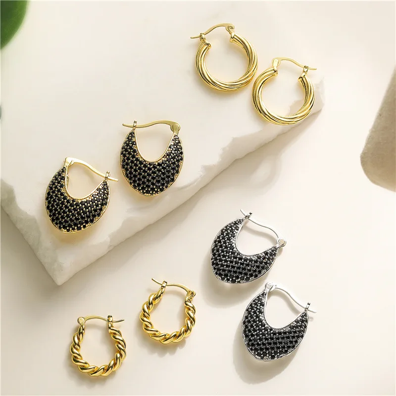 

Earrings for women, plated with 18k gold, colorful crystal zircon heart-shaped earrings, trendy jewelry, holiday gifts