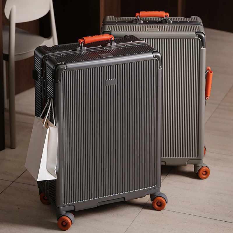 

Aluminum Frame Travel Suitcase on Wheels 20 inch Boarding Box with Cup Holder and Phone Stand Trolley Case 26/24-inch Luggage