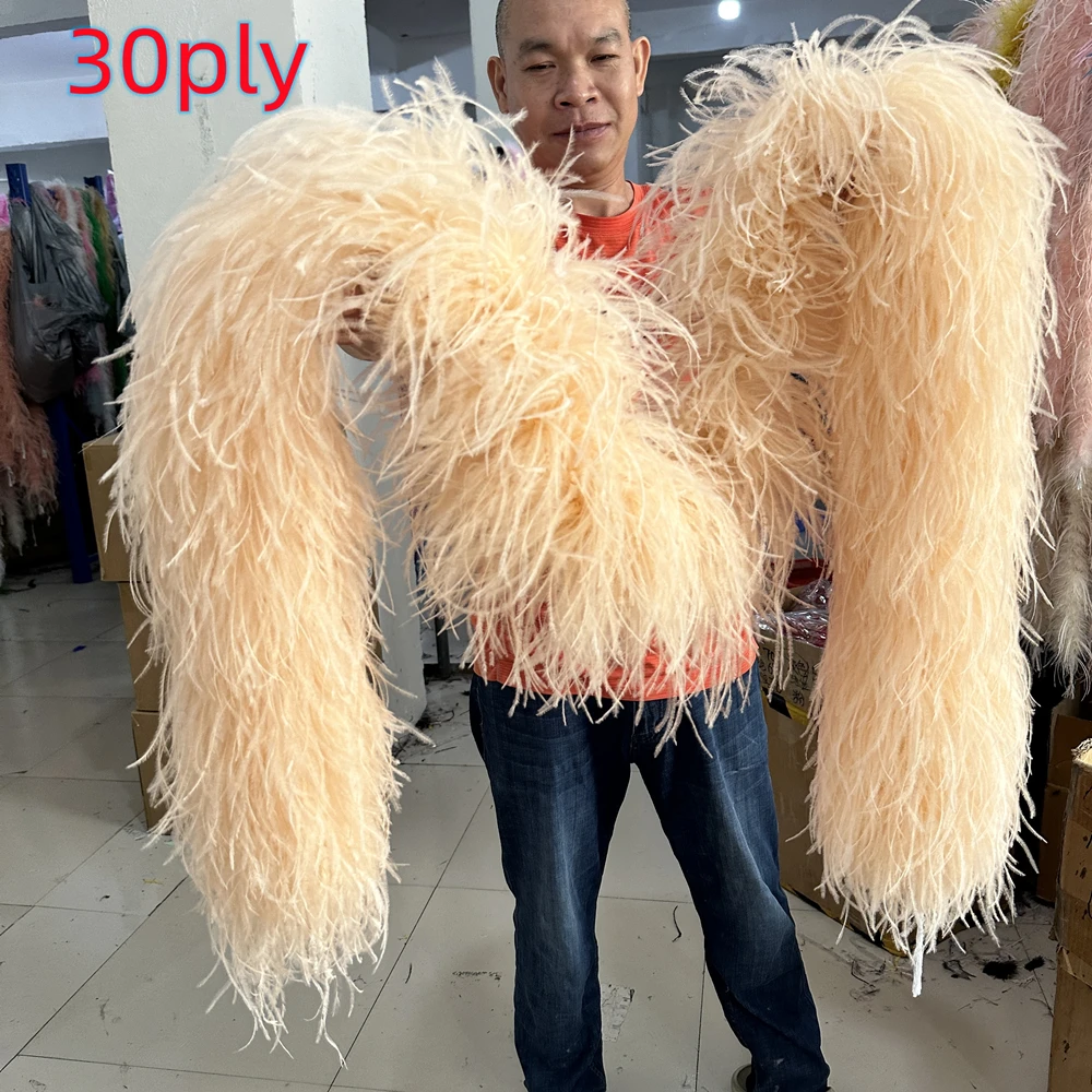 

1.5M Fluffy Ostrich Feathers Boa for Party Wedding Dress Shawl Clothes Sewing Accessories Craft 3-30PLY Thick Ostrich Plume Boas