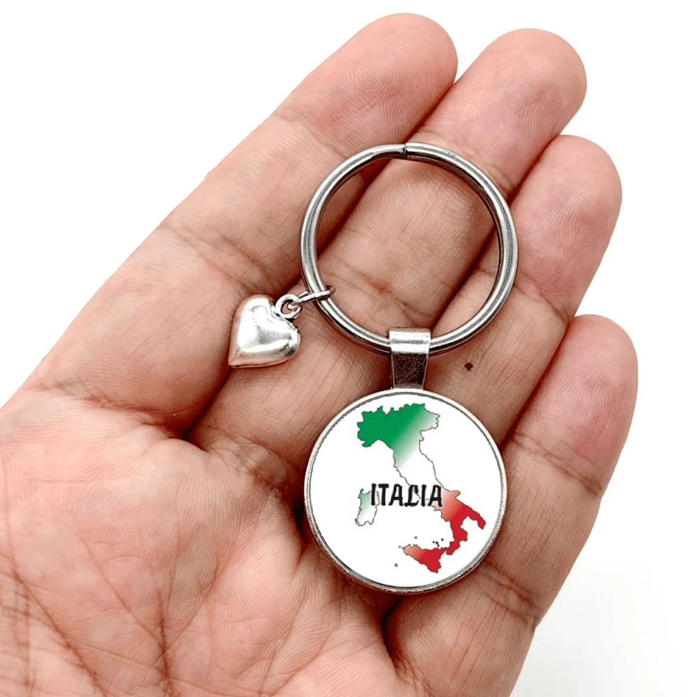 1Pc Italia Map Heart Charm Keychains For Men Women