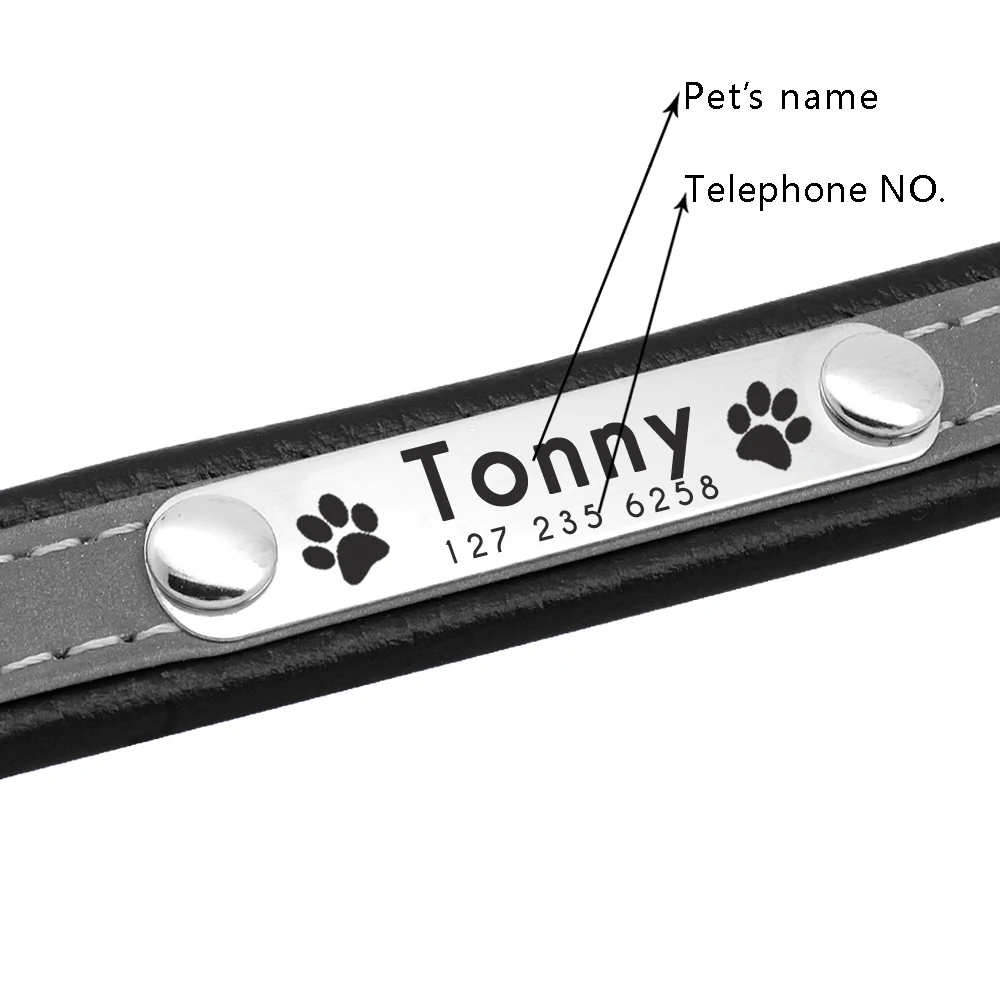 Reflective Pet Dog Custom Collar Adjustable Free Engraved Small Medium Dogs Cats Puppy Kitten Necklace Nameplate ID Tag Collars