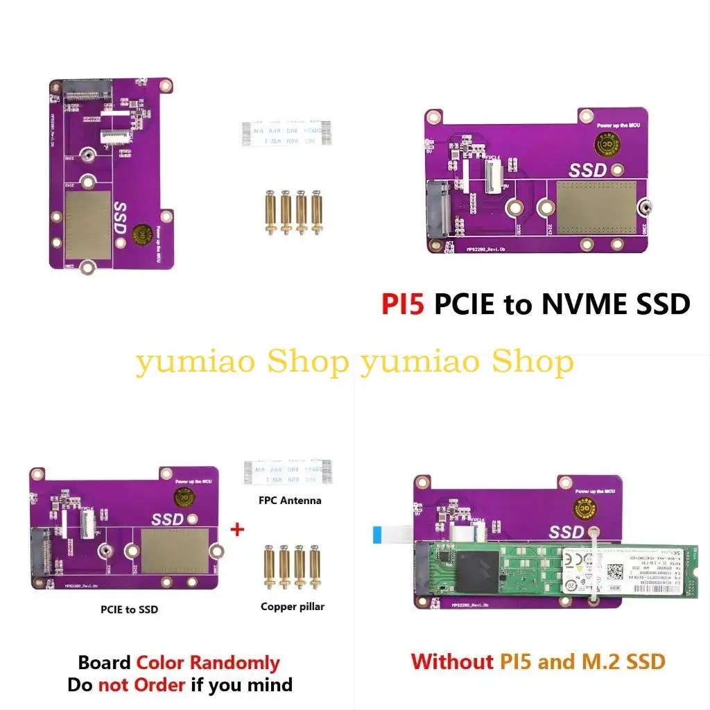 

587B Fast Speed ​​PCIe до M.2 NVME SSD -адаптер для платы RPI5 Мощное расширение