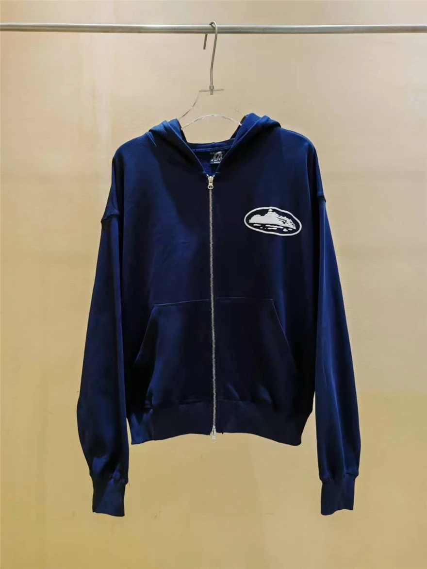 

Devil Island Letter Print Royal SUP Zipper Hoodie Cardigan Men's Casual Sportswear Jaet Trendy Long Sve Cotton Sweatirt