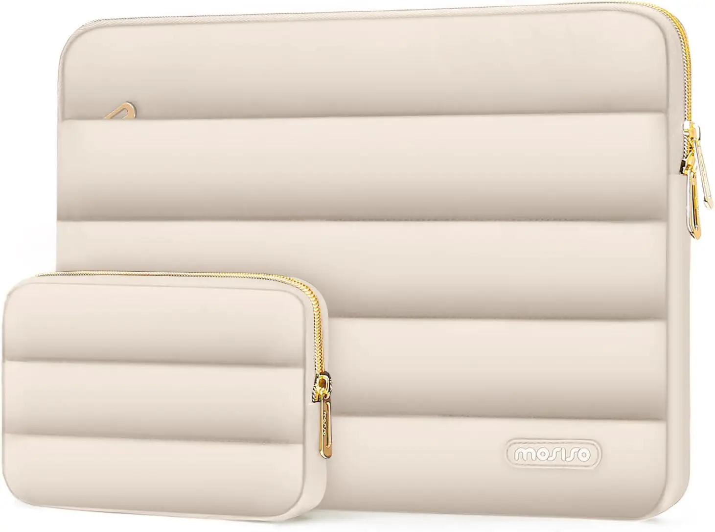 

15.6 inch Laptop Case, Puffy Sleeve for MacBook Pro 16, HP Dell ASUS Acer Lenovo, Polyester Horizontal Bag, Sand