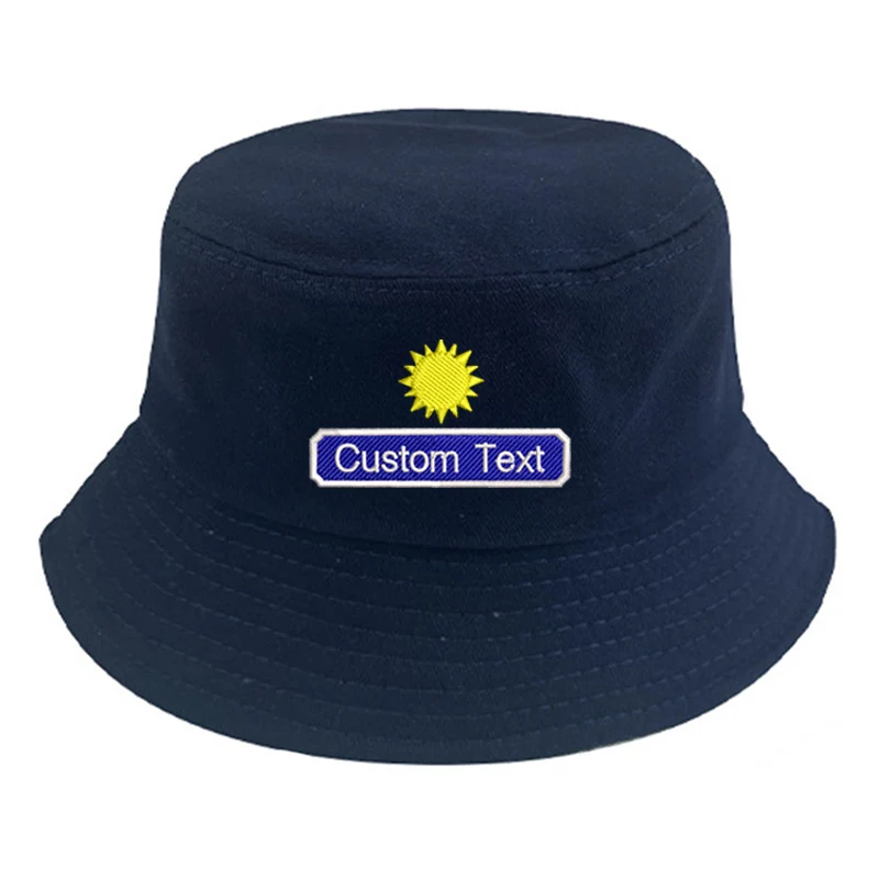 Custom Embroidery Text brodé Sun Men French bob Bucket hats non reversible Cotton Women bob Hat Fisherman